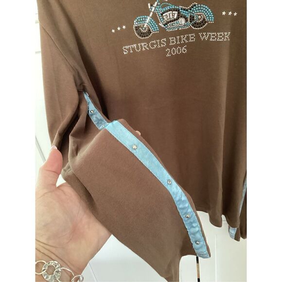 Motorcycle Rally Sturgis 2006 Bike Week XXL Long Sleeve Shirt Top BLING - Picture 3 of 8